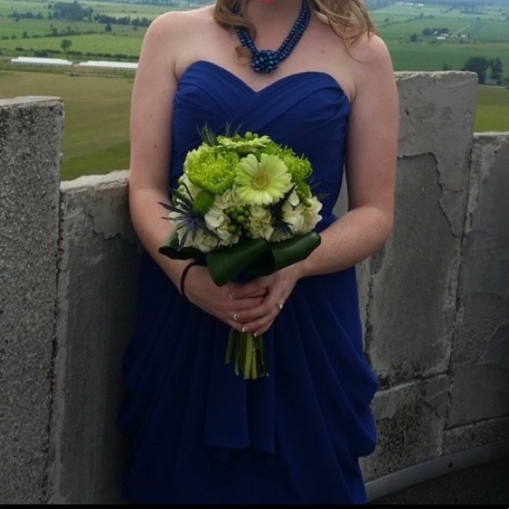 Venus Bridal Royal Blue Strapless Chiffon Bridesmaid Prom Dress Size 12